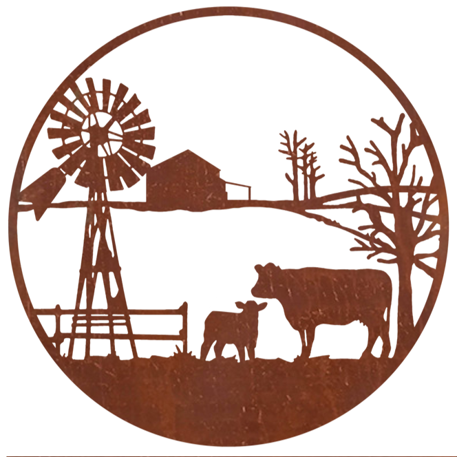 Steel Wall Art Cattle Station Rust Paint