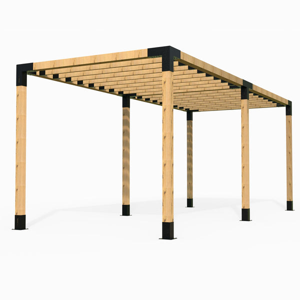 Modaprax: 90 x 90mm Free Standing Extended Pergola Kit with Top Rafters (With/Without Timber)