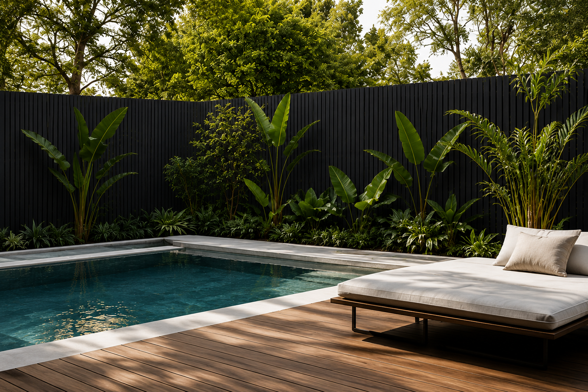 Allure - Pre-Stained Black - F/J Mixed Australian Hardwood Timber Screens