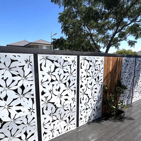 Budget Painted White Steel Screen Umbrella Leaf