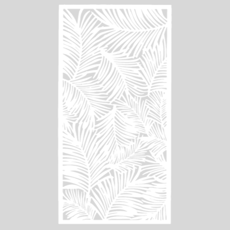 Budget Painted White Steel Screen: Palm leaf