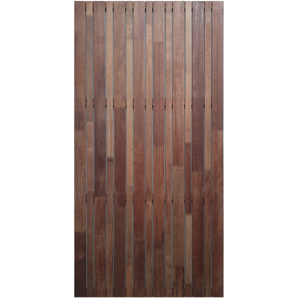 Lotus Premium Designer Hardwood Screens Double Corral - Vertical Slat Merbau F/J Pre - Stained