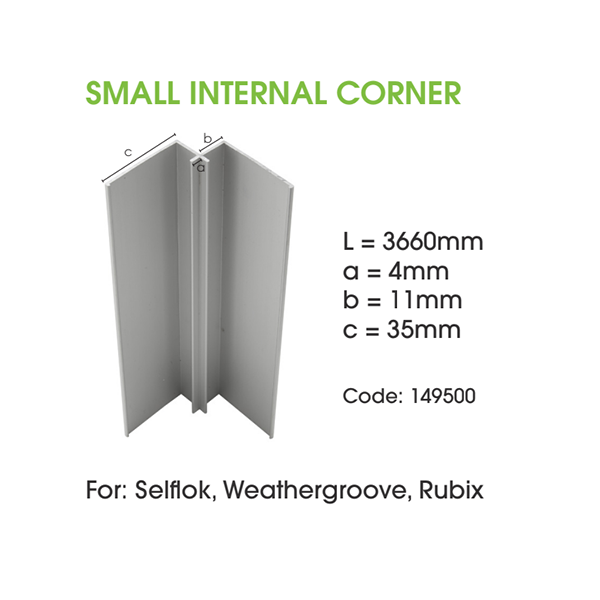 Weathertex Aluminium Internal Corner Small (W Corner)